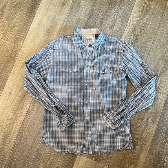 fcuk London Other - FCUK London plaid cotton snap front western style men’s shirt size Medium